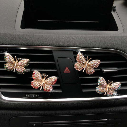 Car Interior Perfume Clip Exquisite Butterfly Diamond Air Conditioner